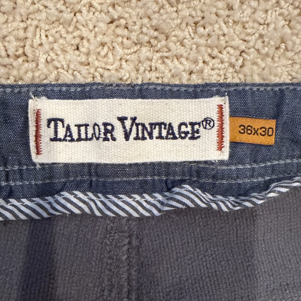 MEN'S TAILOR VINTAGE 36X28 SMART CORDUROY PANT GRAY CANAAN SLIM COMFORT *READ* - Picture 4 of 9
